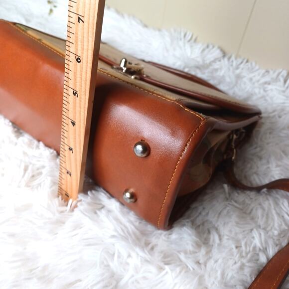 Vintage World Map Leather Hand Bag With Shoulder Strap Top Handle Crossbody - Picture 9 of 10